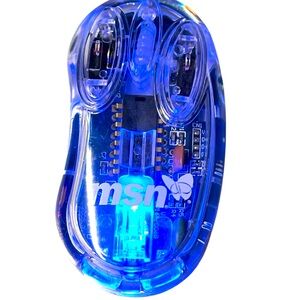 MSN Logo Transparent Optical Wired Mouse-Lights up when moved! Retractable cord